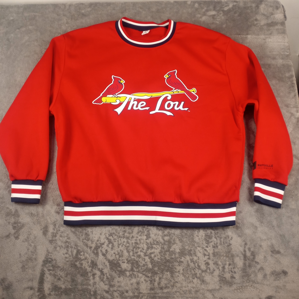 Red Mens Pullover Sweater with Cardinals Design size XL